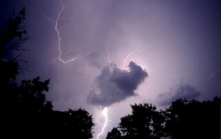 lightning storm over residential home in Maryland