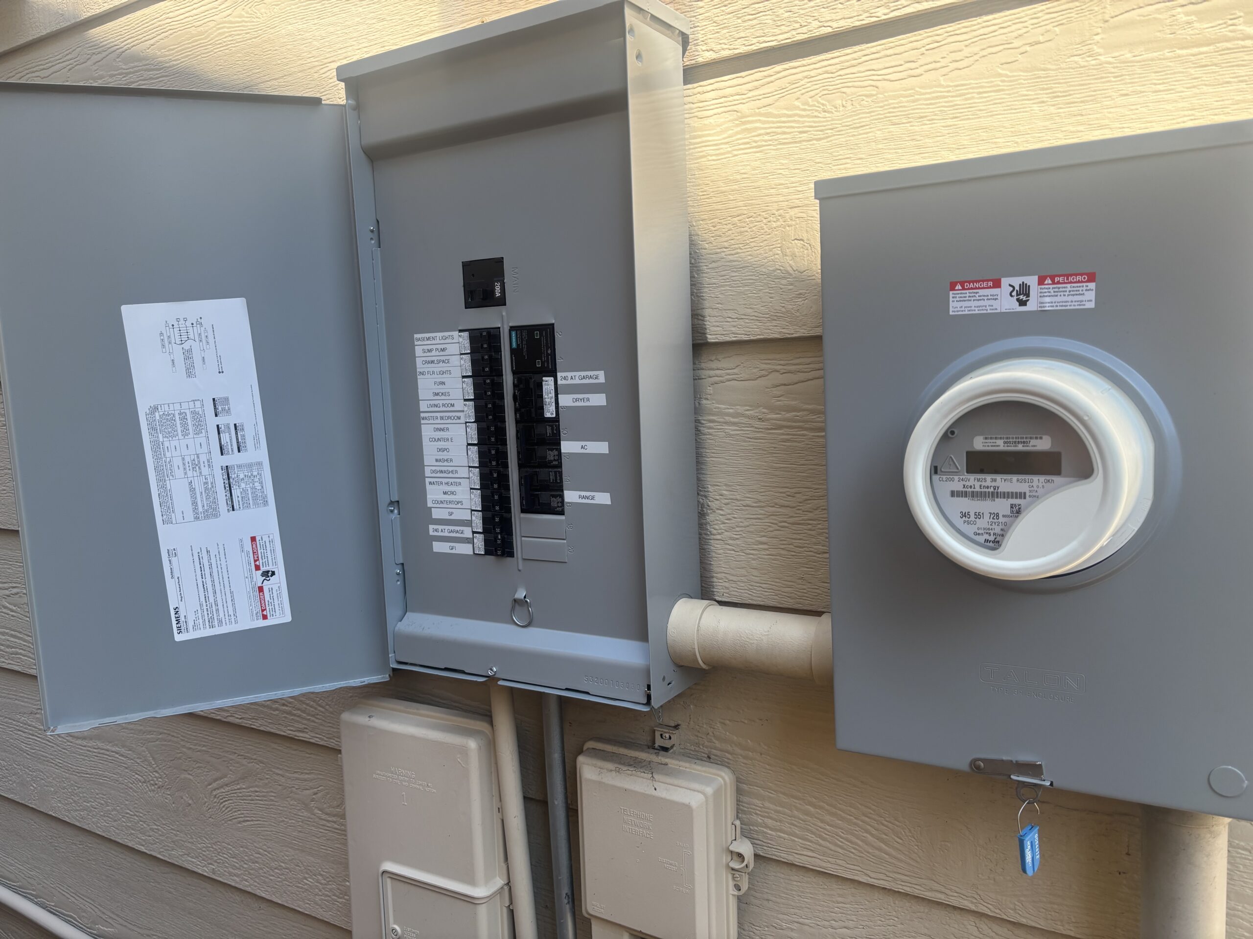 200 amp electrical panel installed in a Baltimore area home